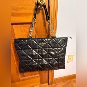 Love Moschino Black Quilted Tote with Gold Chain Straps